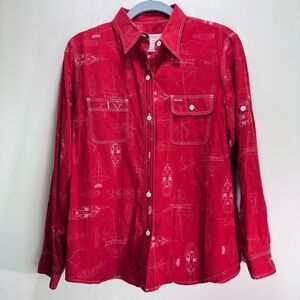 Vintage Ralph Lauren USRL Marine Division Button Down Shirt‎ Size L Red Maritime